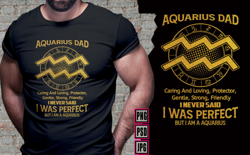 12 zodiac signs Dad golden color PART# 21 tshirt design bundles