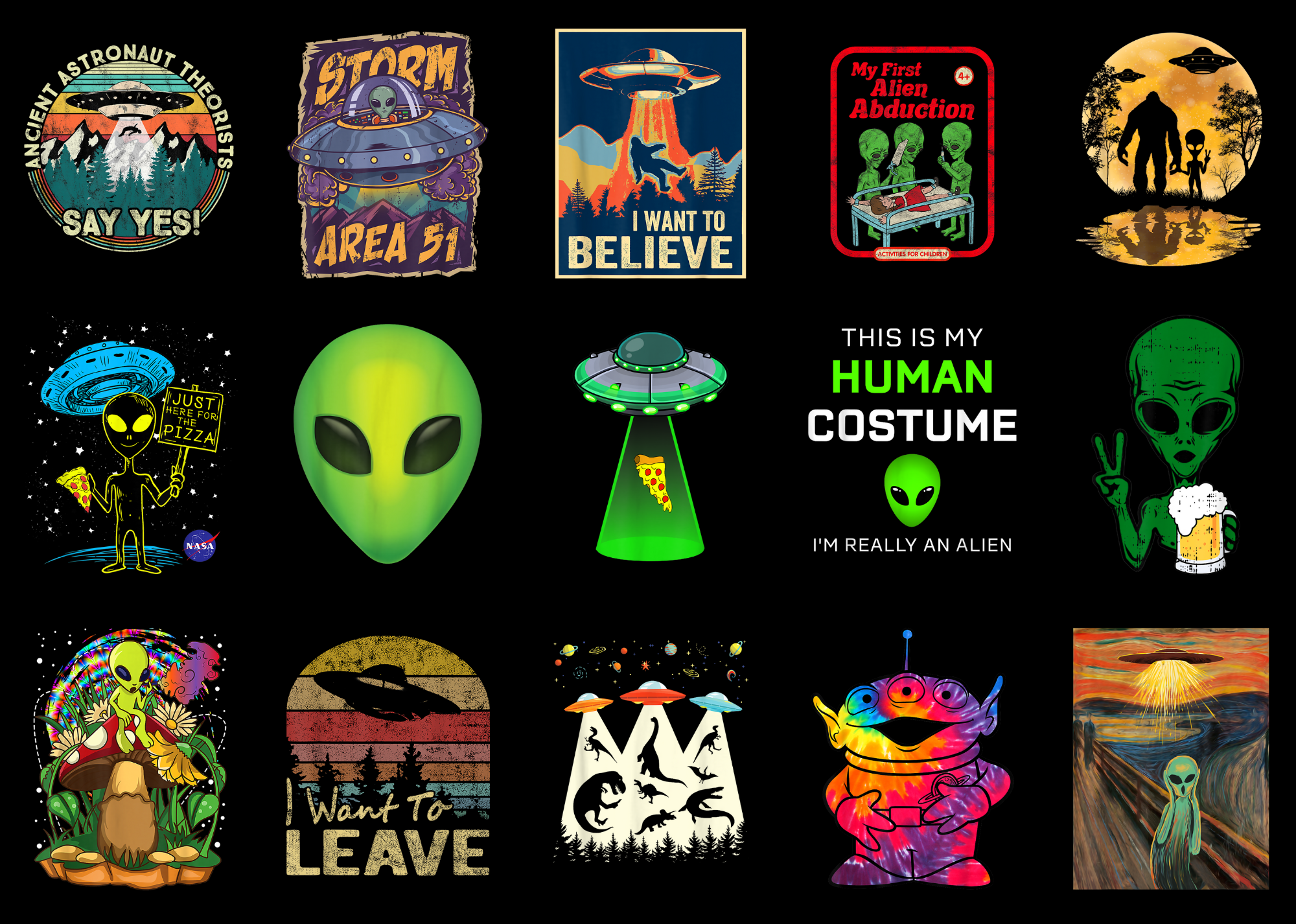 alien t shirt design with a 70 s style badge' Tote Bag