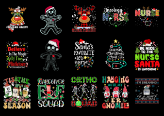 15 Nurse Christmas Shirt Designs Bundle For Commercial Use Part 8, Nurse Christmas T-shirt, Nurse Christmas png file, Nurse Christmas digita