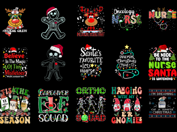 15 nurse christmas shirt designs bundle for commercial use part 8, nurse christmas t-shirt, nurse christmas png file, nurse christmas digita