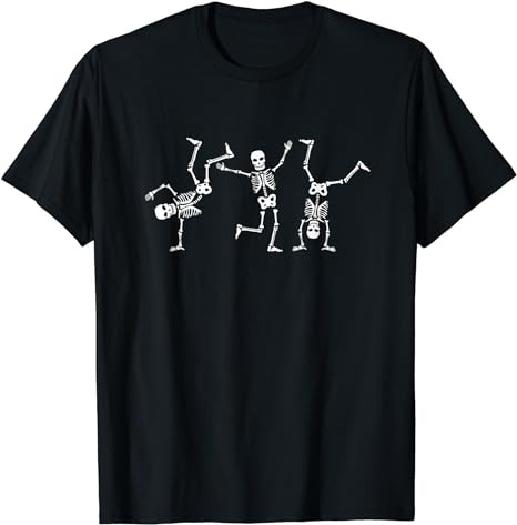 THE GRAVEYARD SHIFT Dancing Skulls Black Print T-Shirt