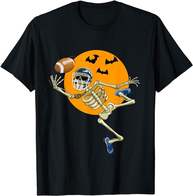 American Football Skeleton Halloween Men Boys Football Fan T-Shirt PNG File