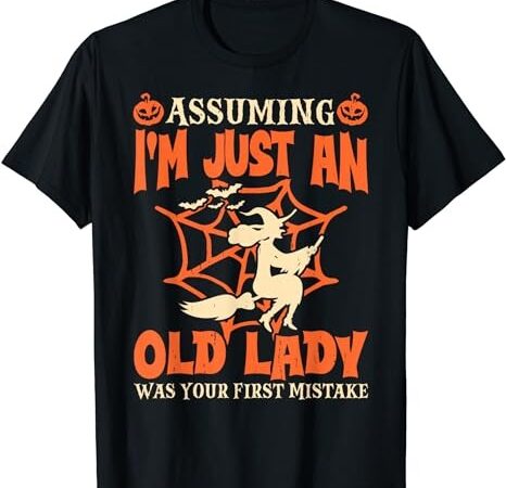 Assuming i just an old lady was your first mistake halloween t-shirt png file