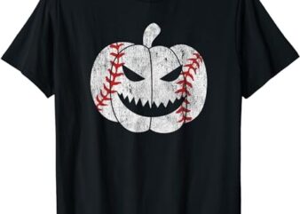 Baseball Player Scary Pumpkin Vintage Costume Halloween T-Shirt png file