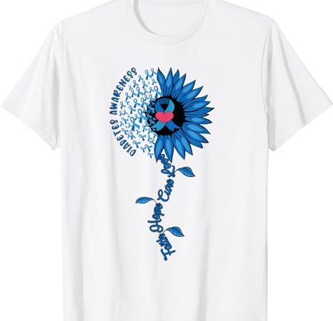 Blue ribbon sunflower november diabetes awareness month 2021 t-shirt