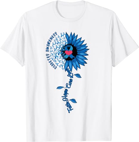 Blue Ribbon Sunflower November Diabetes Awareness Month 2021 T-Shirt