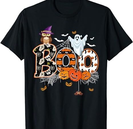 Boo creepy owl pumpkin ghost funny halloween costume t-shirt png file