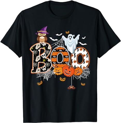 Boo Creepy Owl Pumpkin Ghost Funny Halloween Costume T-Shirt PNG File ...