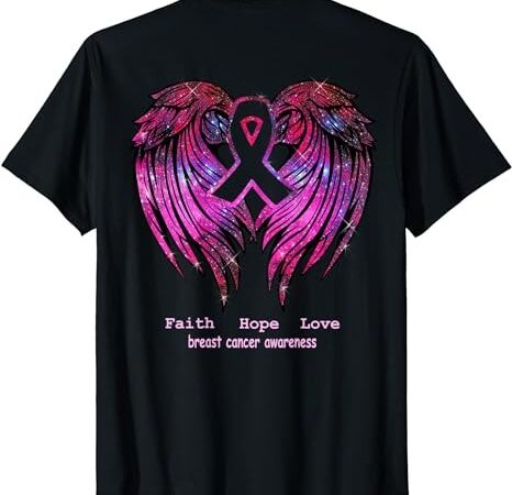 Breast cancer faith hope love wings t-shirt awareness (back) t-shirt png file