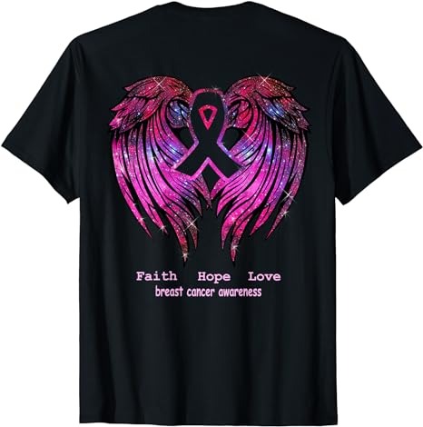 Breast Cancer Faith Hope Love Wings T-Shirt Awareness (Back) T-Shirt PNG File