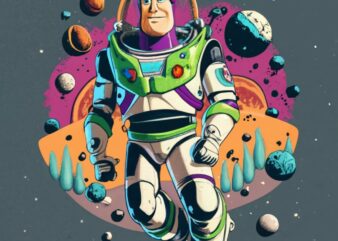 Buzz Lightyear floating in space, t-shirt design PNG File