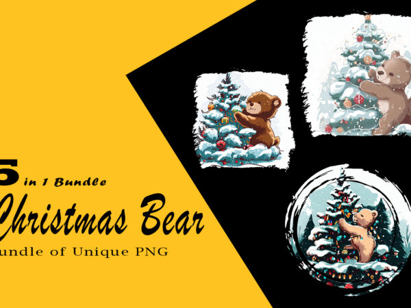 Christmas bear clipart illustration bundle tailored for print on demand websites t shirt vector file