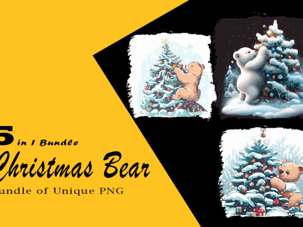 Christmas bear clipart illustration bundle tailored for print on demand websites t shirt vector file