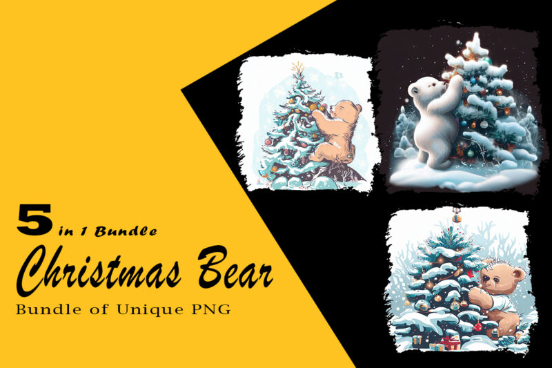 Christmas Bear Clipart Illustration Bundle tailored for Print on Demand websites