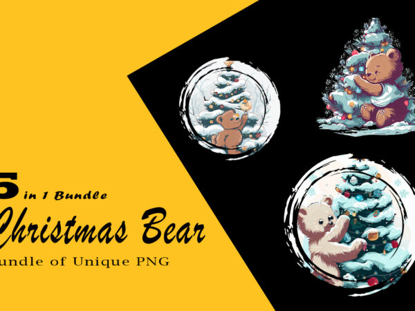 Christmas bear clipart illustration bundle tailored for print on demand websites t shirt vector file