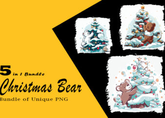 Christmas Bear Clipart Illustration Bundle tailored for Print on Demand websites t shirt vector file