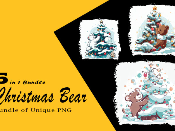 Christmas bear clipart illustration bundle tailored for print on demand websites t shirt vector file