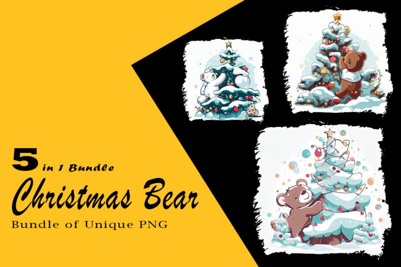 Christmas Bear Clipart Illustration Bundle tailored for Print on Demand websites