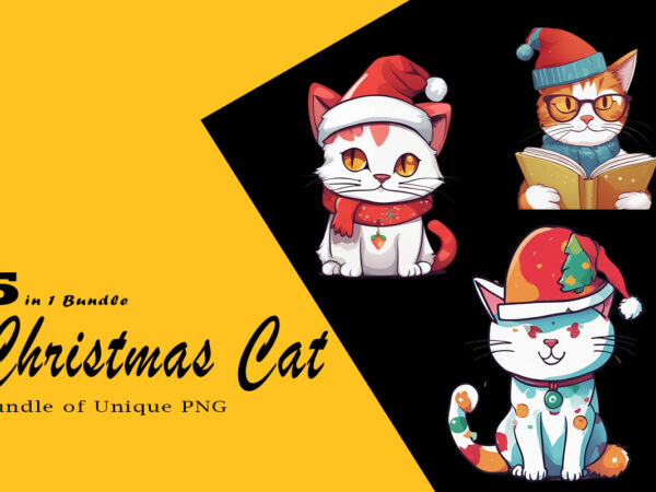 Christmas cat clipart illustration bundle tailored for print on demand websites t shirt vector file