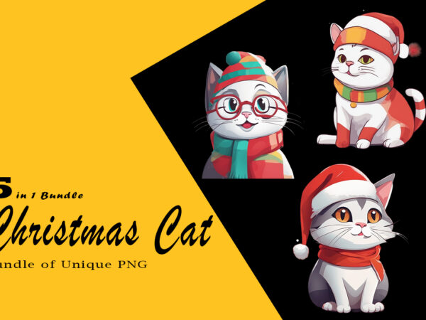 Christmas cat clipart illustration bundle tailored for print on demand websites t shirt vector file