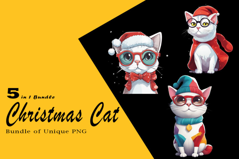 Christmas Cat Clipart Illustration Bundle tailored for Print on Demand websites