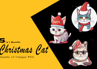 Christmas Cat Clipart Illustration Bundle tailored for Print on Demand websites