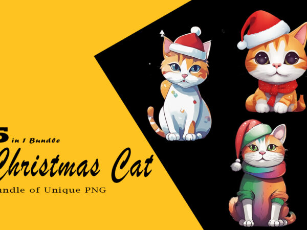 Christmas cat clipart illustration bundle tailored for print on demand websites t shirt vector file