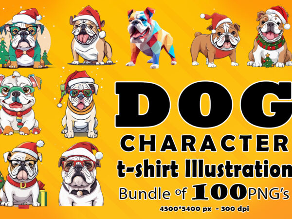 Christmas dog clipart illustration bundle for pod t shirt vector file