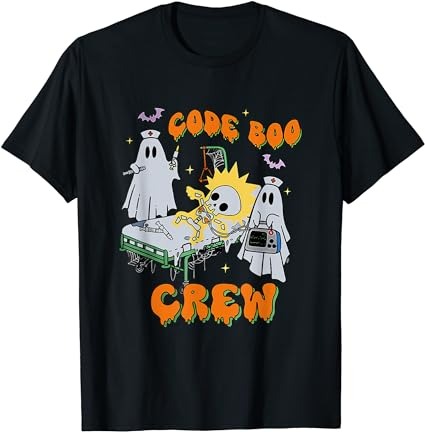 Code boo crew funny ghost nurse halloween t-shirt