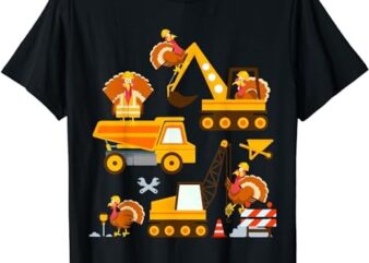 Construction Vehicle Thanksgiving Truck Turkey Boys Kids T-Shirt