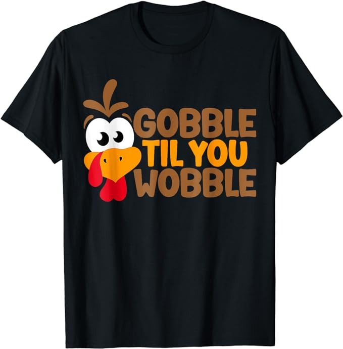 Cool Turkey Funny Thanksgiving Retro Gobble Til You Wobble T-Shirt