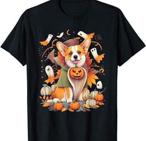 Corgi witch cute halloween costume for dog lover t-shirt png file