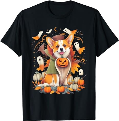 Corgi Witch Cute Halloween Costume For Dog Lover T-Shirt PNG File