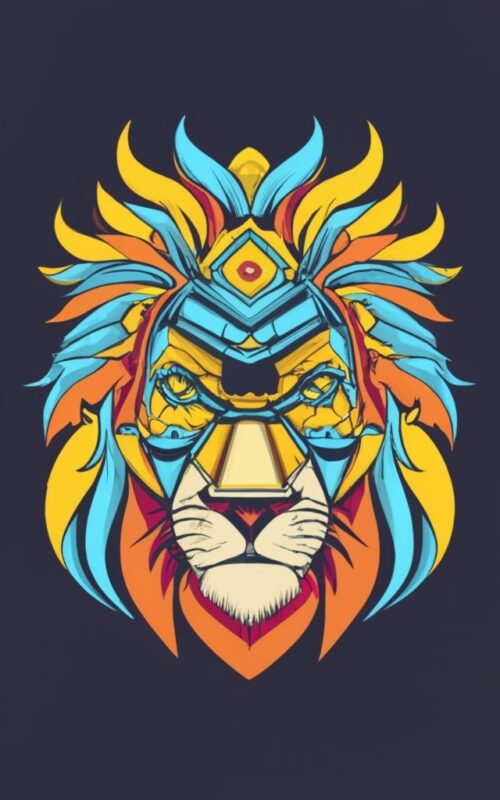 Create a t-shirt design featuring a majestic lion in a geometric style PNG File