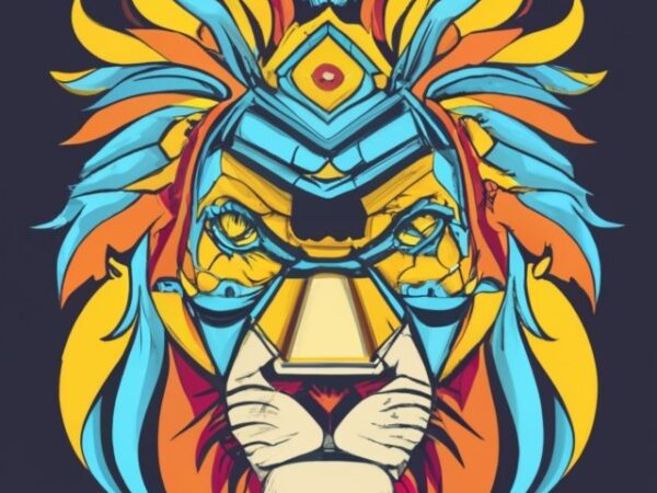 Create a t-shirt design featuring a majestic lion in a geometric style png file