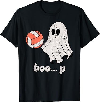 Cute ghost playing volleyball sport player halloween costume t-shirt png file