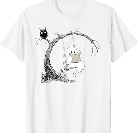 Cute ghost swinging reading book halloween ghost costume t-shirt png file