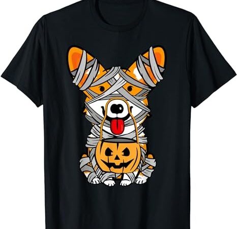 Cute halloween costume welsh corgi mummy dog lover design t-shirt