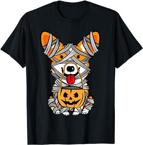 Cute Halloween Costume Welsh Corgi Mummy Dog Lover Design T-Shirt