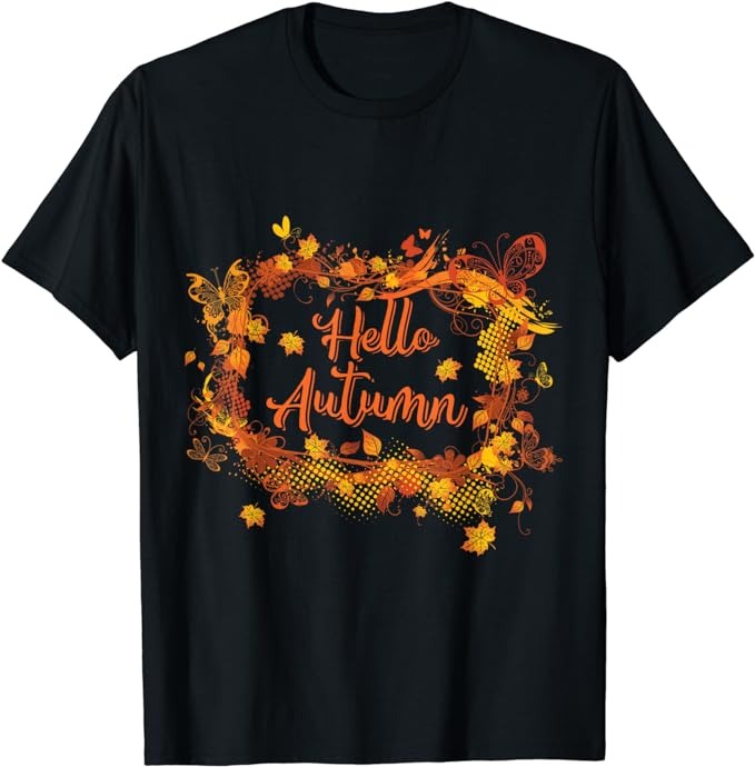 Cute Hello Autumn Season Thanksgiving and Fall Color Lovers T-Shirt