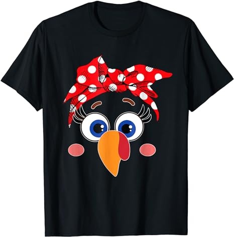 Cute Turkey Face Leopard Headband Funny Thanksgiving Autumn T-Shirt