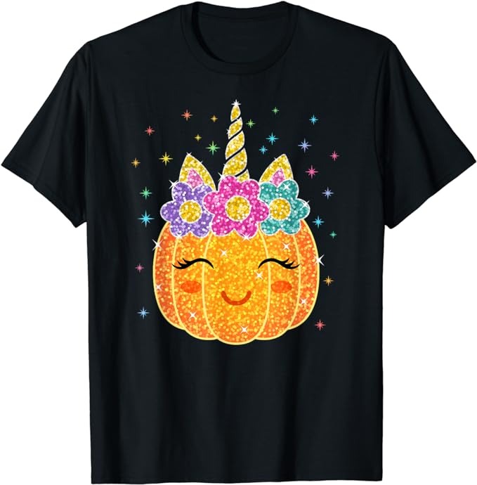 Cute Unicorn Pumpkin Halloween Thanksgiving T-Shirt