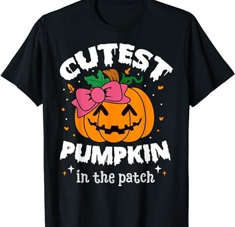 Cutest pumpkin in the patch halloween costume toddlers girls t-shirt png file