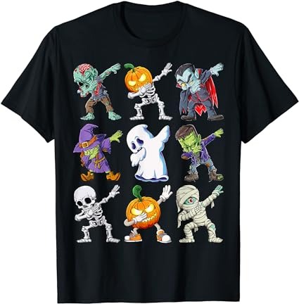 Dabbing halloween boys skeleton zombie scary pumpkin mummy t-shirt png file