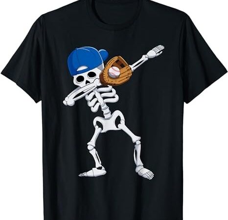 Dabbing skeleton baseball player halloween for boys kids t-shirt png file