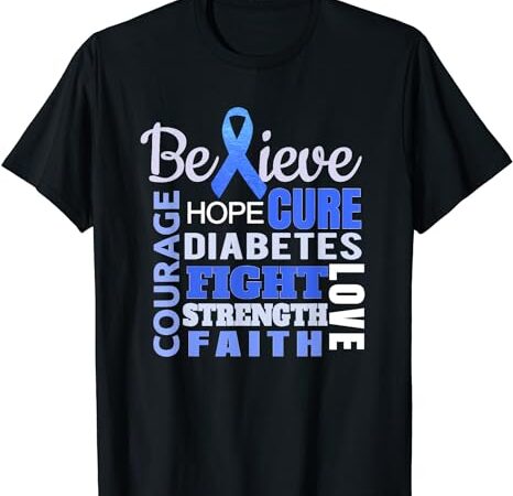 Diabetes awareness t shirt blue ribbon diabetes word shirt