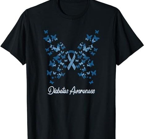 Diabetes awareness women’s butterfly t1 t2 t-shirt