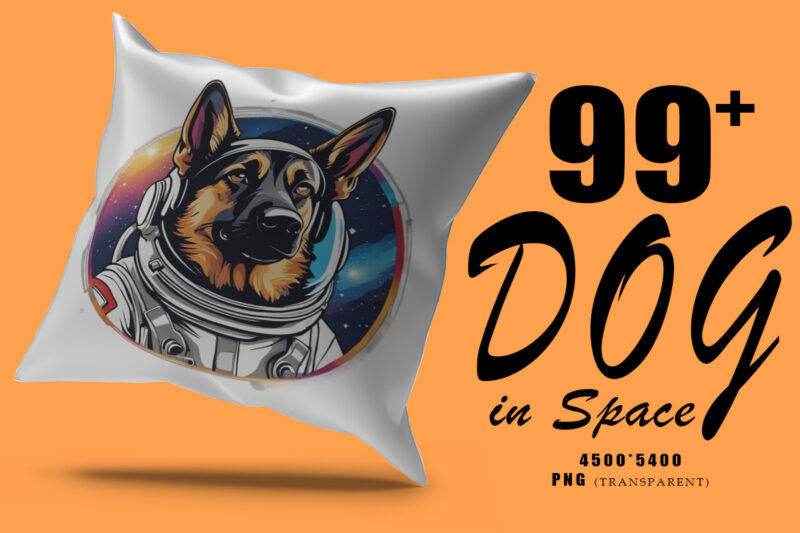 Astronaut Dog in Space Clipart Illustration Bundle for Print on Demand Design