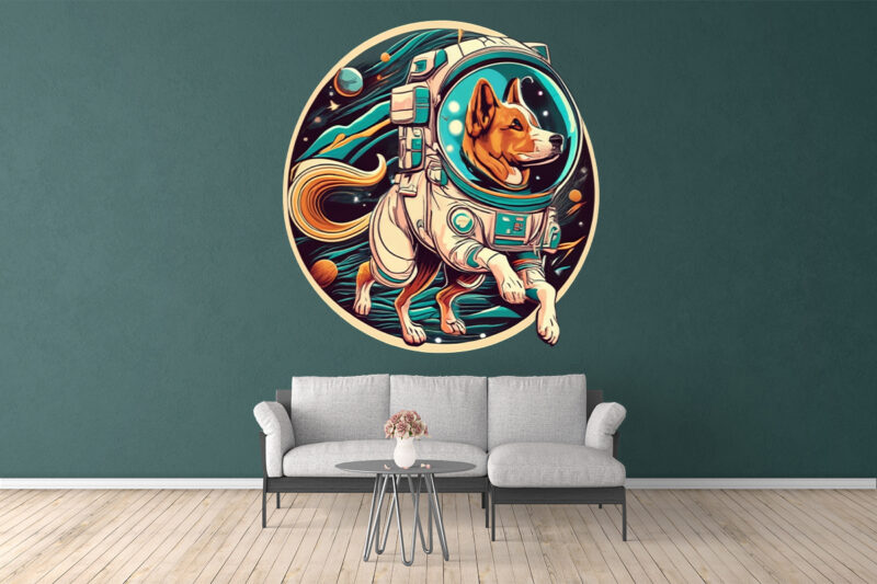 Astronaut Dog in Space Clipart Illustration Bundle for Print on Demand Design