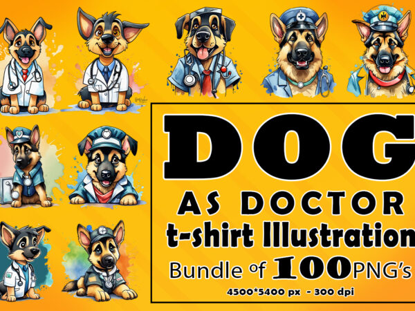 Dog as doctor clipart illustration bundle for print on demand t shirt vector illustration